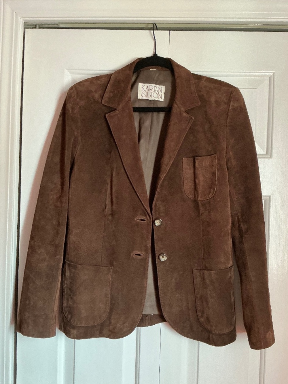 Vintage classic brown suede blazer for women